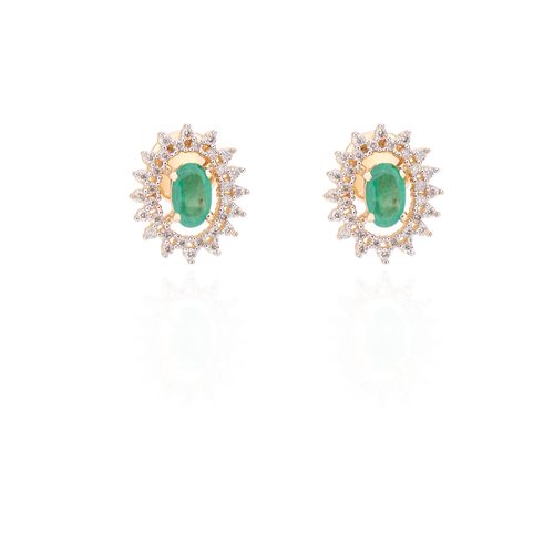 brinco-ouro-dezoito-kilates-esmeralda-oval-diamantes-joiasgold
