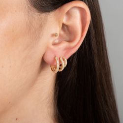 Brinco-de-Ouro-Dezoito-Kilates-Trio-Argolas-com-Zirconias-Joiasgold