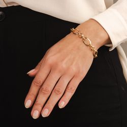 pulseira-ouro-dezoito-kilates-circulos-ovais-lisos-18cm-modelo-joiasgold
